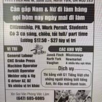 Tuyển Gấp Nam Nữ Đi Làm