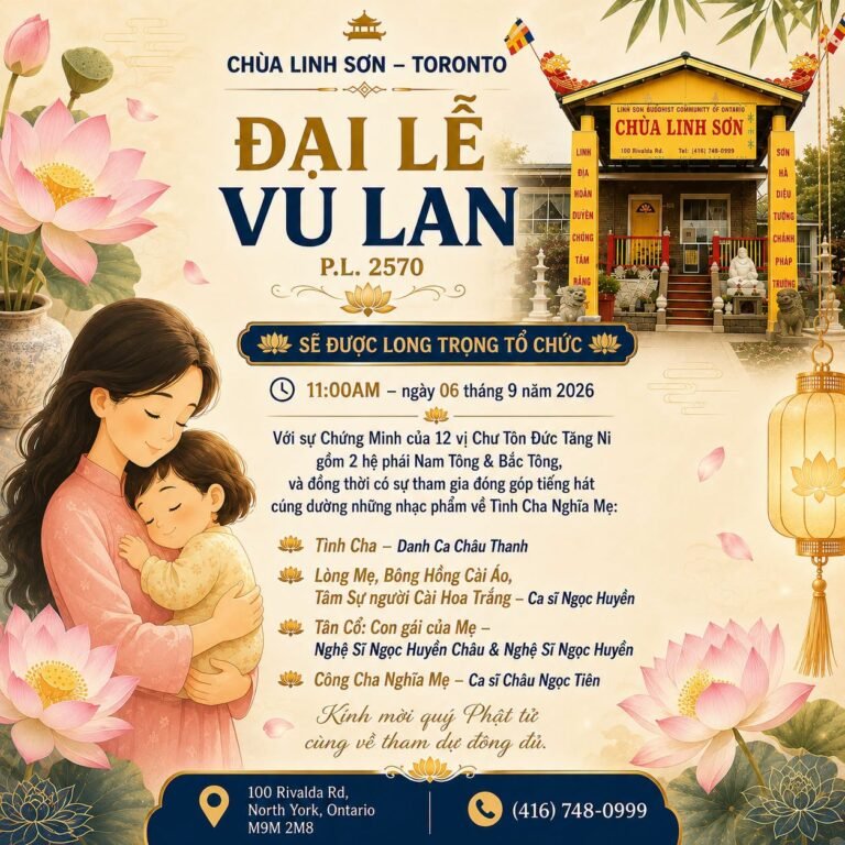 Đại lễ Vu Lan tại Chùa Linh Sơn Toronto – Sept 5-6, 2026